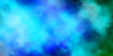 Açık mavi, güzel yıldızlı yeşil vektör dokusu. Yıldızlı bulanık dekoratif tasarım. Cep telefonları için tema.