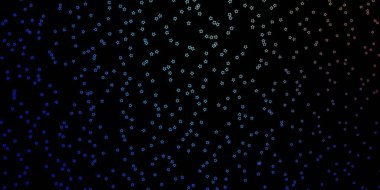 Koyu mavi, neon yıldızlı kırmızı vektör şablonu. Yıldızlı bulanık dekoratif tasarım. Yeni yıl ilanı, broşürler için desen.