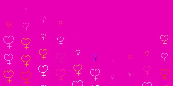 浅粉色 黄色矢量背景与女性符号 摘要通过对妇女权力的描述进行摘要说明 简单地设计你的网站 — 图库矢量图片