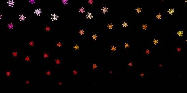 Koyu kırmızı, covid-19 sembollü sarı vektör arkaplan. Biyolojik değişim şekilli soyut çizimler. Sağlık korunması için duvar kağıdı.