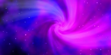 Koyu Mor, pembe renkli yıldızlı vektör arkaplanı.