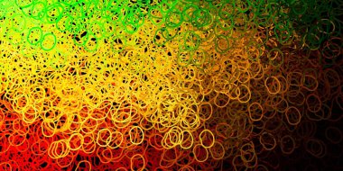 Koyu yeşil, Memphis şekilli sarı vektör dokusu. Basit gradyan şekilli renkli bir çizim. Cep telefonları için arka plan.