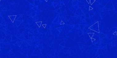 Üçgen şekilli koyu mavi vektör şablonu. Modern tarzda üçgen şekilli akıllı soyut çizimler. İniş sayfaları.