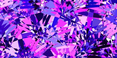 Üçgen formlu açık pembe vektör düzeni. Üçgen şekilleri soyut bir şekilde renk değişimine sahiptir. İniş sayfaları.