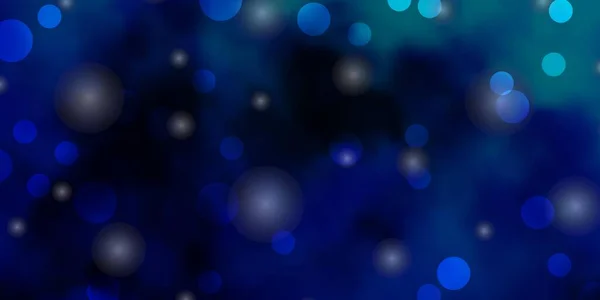 Azul Oscuro Fondo Vectorial Verde Con Círculos Estrellas — Vector de stock