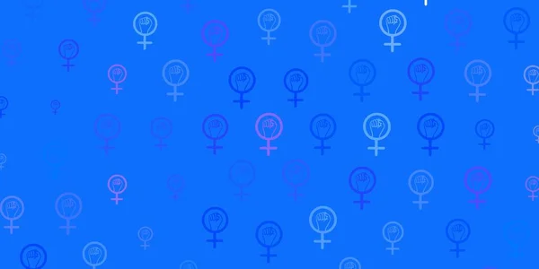Light Pink Blue Vector Background Woman Symbols Illustration Signs Women — Stock Vector
