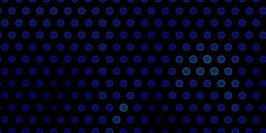 Sihirli elementlerle koyu mavi vektör deseni. Sihirli ruhani güç işaretleri olan bir ilüzyon. Gizemli, mistik tasarımlar için arkaplan.