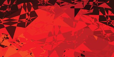 Koyu kırmızı, rastgele üçgenli sarı vektör dokusu. Renkli üçgenler aralığıyla soyut bir illüstrasyon. Duvar kağıtları için desen.