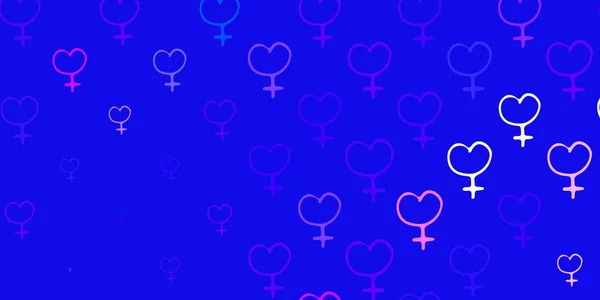 Light Pink Blue Vector Pattern Feminism Elements Colorful Feminism Symbols — Vettoriale Stock