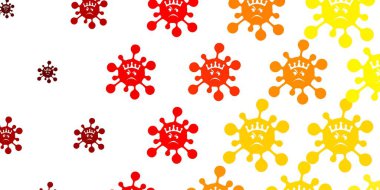 Açık kırmızı, koronavirüs elementli sarı vektör deseni. Değişik tıbbi şekillere sahip renkli soyut çizimler. Salgın bilgisine karşı basit tasarım.