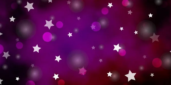 Dunkelrosa Vektorschablone Mit Kreisen Sternen Bunte Illustration Mit Gradientenpunkten Sternen — Stockvektor