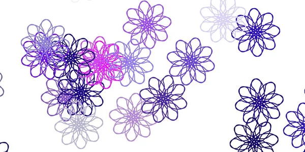 Lichtpaars Roze Vector Doodle Sjabloon Met Bloemen Eenvoudig Ontwerp Met — Stockvector