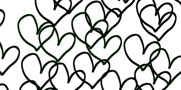 Ljusgrön Vektor Mönster Med Färgglada Hjärtan Illustration Med Hjärtan Kärlek — Stock vektor