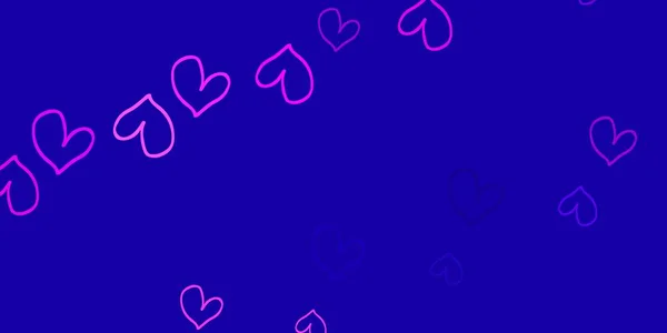 ライトパープル ピンクベクトルの背景に甘い心 色とりどりのグラデーションでぼやけた抽象的な背景にハート ポスター バレンタインデーのバナーのデザイン — ストックベクタ