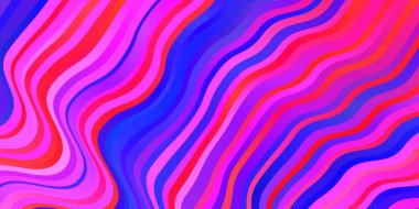 Açık Pembe, eğri çizgileri olan mavi vektör arkaplan. Renkli çizgilerle dairesel çizimler. Reklamlar ve reklamlar için desen.