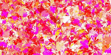 Açık pembe, üçgenli sarı vektör arkaplan. Üçgen şekilleri soyut bir şekilde renk değişimine sahiptir. Insperarion için tasarımı başlat.