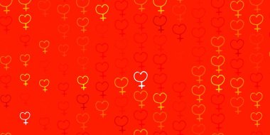 Feminizm elementleriyle açık turuncu vektör deseni. Kadın hakları aktivizmiyle soyut tarzda basit bir tasarım. Uluslararası Kadınlar Günü için arkaplan.