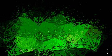 Açık yeşil vektör arkaplanı, üçgenler, çizgiler. Üçgen şekilli, şekilli muhteşem soyut çizimler. Duvar kağıtlarınız için tasarım.