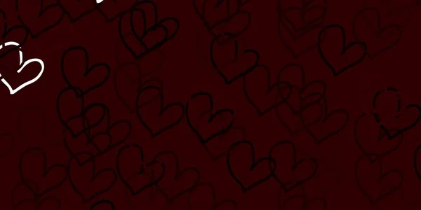 Světle Červená Vektorová Kulisa Sladkými Srdci Dekorativní Zářící Ilustrace Srdcem — Stockový vektor