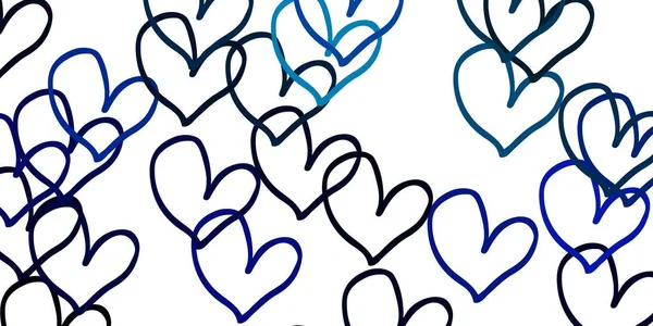Fond Vectoriel Bleu Clair Avec Des Cœurs Doux Illustration Brillante — Image vectorielle