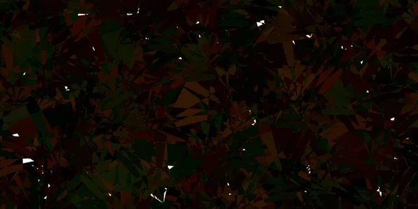 Dunkelgrüne Rote Vektortextur Mit Zufälligen Dreiecken Hervorragende Abstrakte Illustration Mit — Stockvektor