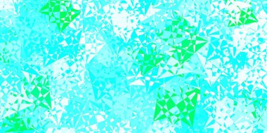 Açık mavi, rastgele üçgenli yeşil vektör dokusu. Soyut tarzda, üçgen ve çizgilerle basit bir tasarım. Terfi modelleri.