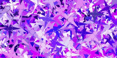 Açık Mor, çokgen formlu pembe vektör arkaplan. Üçgen şekilli, şekilli muhteşem soyut çizimler. Duvar kağıtları için desen.