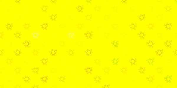 Hellgrüner Gelber Vektorhintergrund Mit Covid Symbolen Intelligente Illustration Mit Lebendigen — Stockvektor