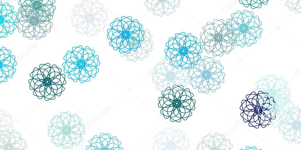 Light blue vector natural backdrop with flowers. Gradient colorful abstract flowers on simple background. Colorful pattern for spring parties.