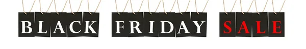 黑色标签 与Black Friday Sale文本挂在白色背景上 黑色星期五销售概念 — 图库照片