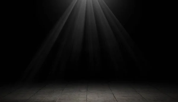 Rayo Luz Que Viene Del Techo Cuarto Oscuro Vacío Decoración — Foto de Stock