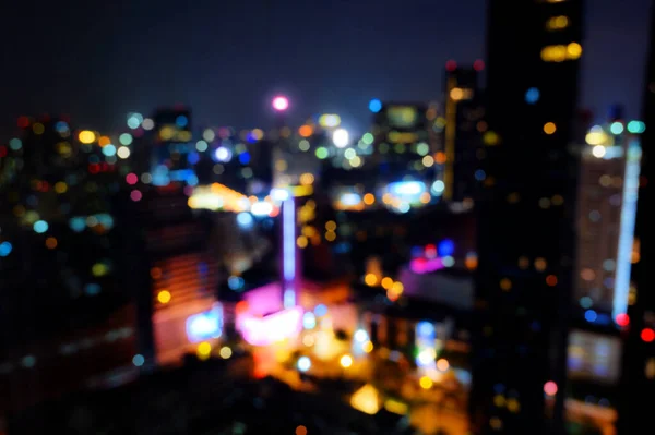 Abstract Blurred Urban Night Light Defocused Cityscape Night Bokeh Light — Stock Photo, Image