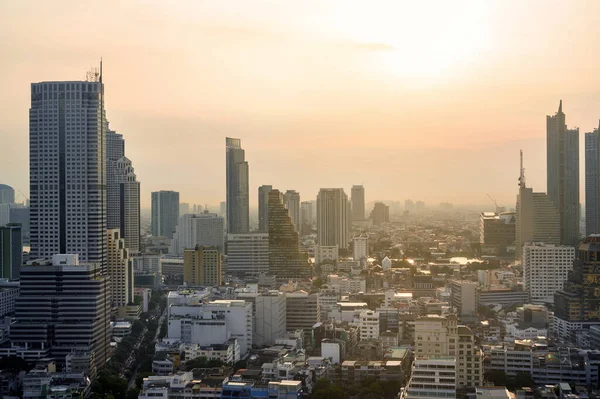 Cityscape Moderních Budov Městské Architektury Letecký Pohled Město Bangkok Při — Stock fotografie