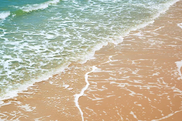 Oberer Blick Auf Sanfte Welle Sandstrand Sommerferienaktivitäten Hintergrundkonzept — Stockfoto