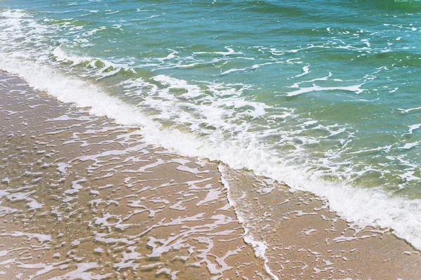 Oberer Blick Auf Sanfte Welle Sandstrand Sommerferienaktivitäten Hintergrundkonzept — Stockfoto