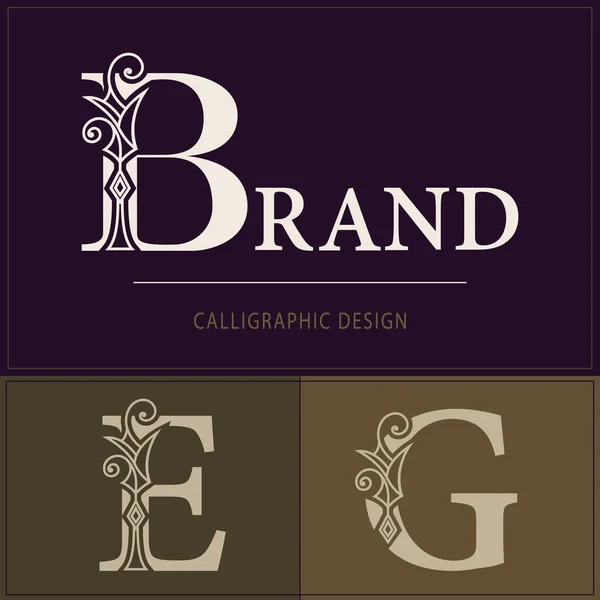 Royal Capital Letter Graceful Elegant Style Line Art Logo Design Royaltyfria illustrationer