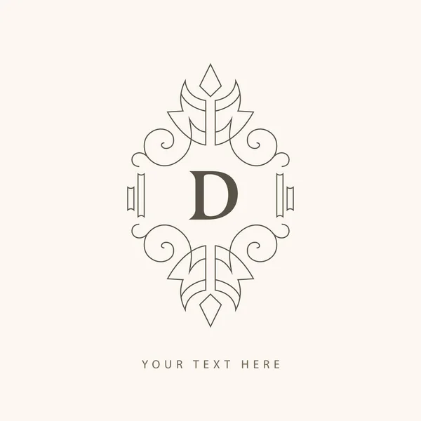 Elegant Ornament Brief Genadig Embleem Creatief Logo Lineaire Stijl Tekening — Stockvector