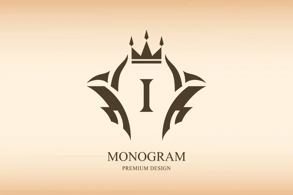 Adorno Elegante Carta Graceful Emblem Logotipo Creativo Estilo Lineal Monograma — Vector de stock