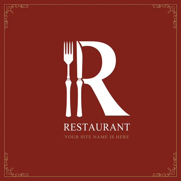 Abstrakter Brief Elegant Gezogene Gabel Und Messer Restaurant Menü Logo — Stockvektor
