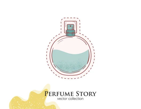 Ilustração de garrafa de perfume clássico. Ícone isolado da fragrância do homem. Perfume Oceano em garrafa retro adesivo —  Vetores de Stock