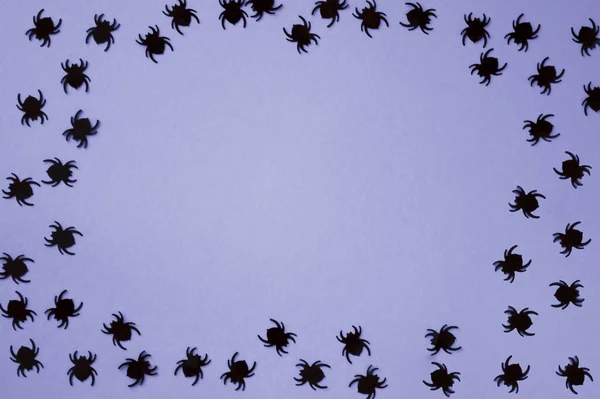 Schwarze Käfer auf dunkelgelbem Hintergrund. Kopierraum. Hintergrund für die Gestaltung. — Stockfoto