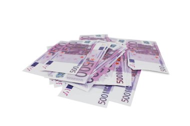Birçok euro banknotları beyaz arkaplanda izole edilmiş