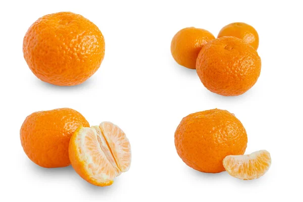 Tangerines geïsoleerd op een witte achtergrond. Rijpe tropische vruchten. — Stockfoto