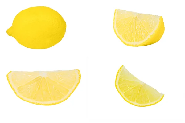 Gele citroenen geïsoleerd op een witte achtergrond. Rijpe citrusvruchten. — Stockfoto
