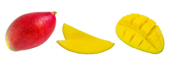 Mango elszigetelt fehér háttérrel. Trópusi érett gyümölcs — Stock Fotó