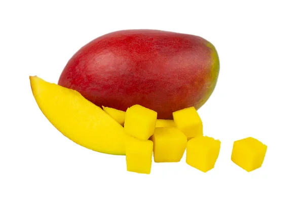 Mango Izolované Bílém Pozadí Tropické Zralé Ovoce — Stock fotografie
