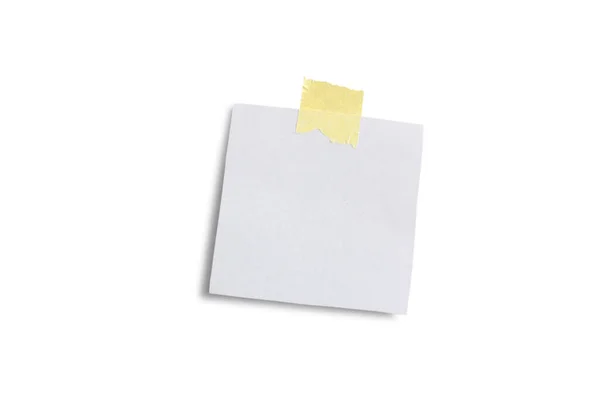 Paper Sheet Yellow Stationery Tape Isolated White Paper Place Text — Stock Photo, Image