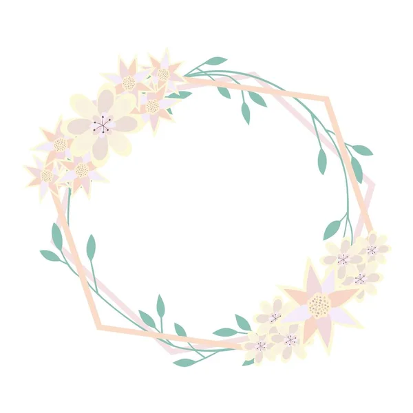 Pastel Färg Hexagon Skapa Med Blommor — Stockfoto