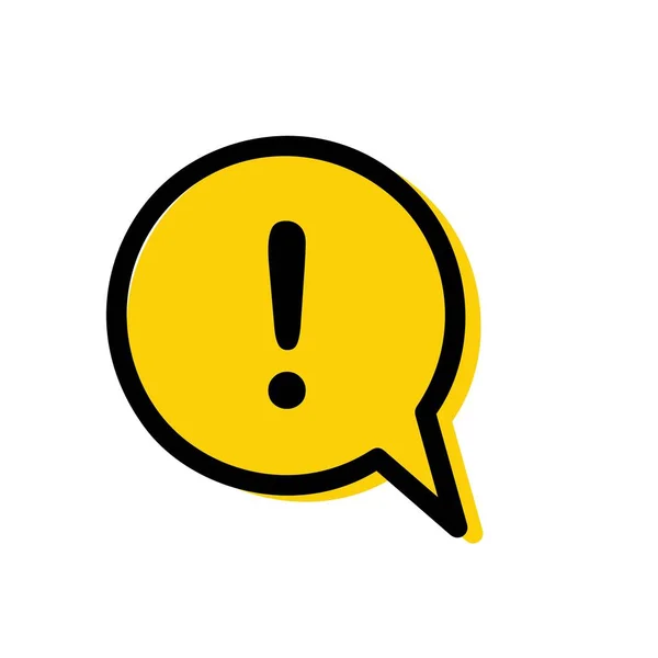 Exklamering Mark Yellow Speech Bubble Varning Ikon Danger Sign Black — Stockfoto