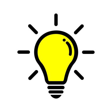YELLOW AND BLACK LIGHT BULB IDEA CONCEPT ICON